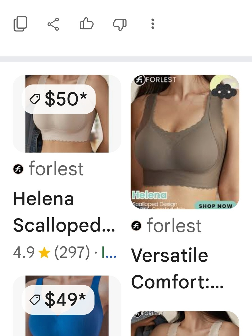 Helena Scalloped Comfort Bra — Royal BLUE/SHADE OF GREEN Price Is For Both Bras.